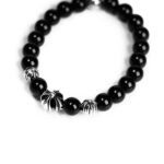 Onyx Bead Bracelet 8MM 4 Silver Beads