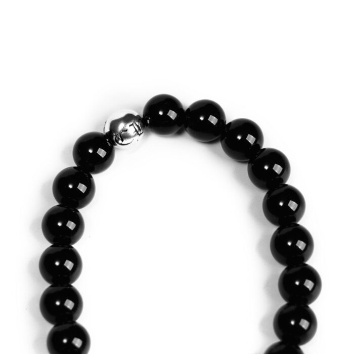 Onyx Bead Bracelet 8MM 4 Silver Beads