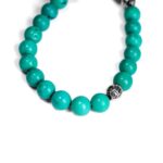 Turquoise Bead Bracelet 8MM 4 Silver Beads
