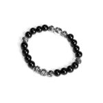 Onyx Bead Bracelet 8MM 8 Silver Beads