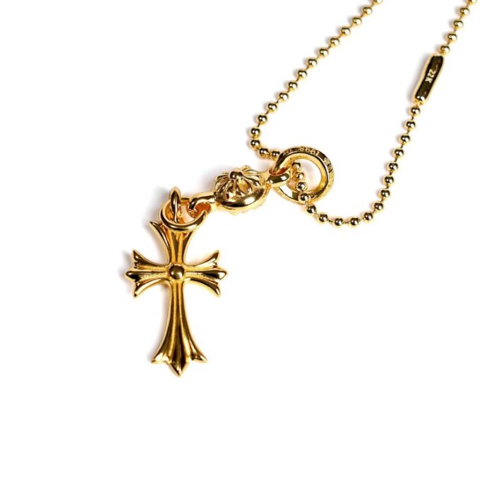 22K Gold Cross With One Gold Ball Charm