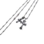 Small Cross and Babyfat Charm Necklace With Diamonds