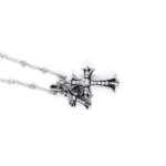 Small Cross and Babyfat Charm Necklace With Diamonds