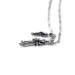 Small Cross and Babyfat Charm Necklace With Diamonds