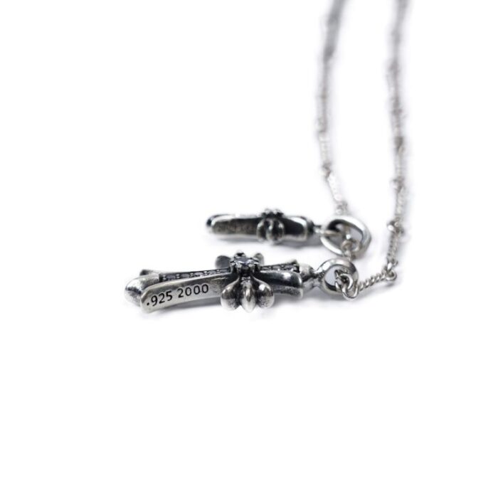 Small Cross and Babyfat Charm Necklace With Diamonds